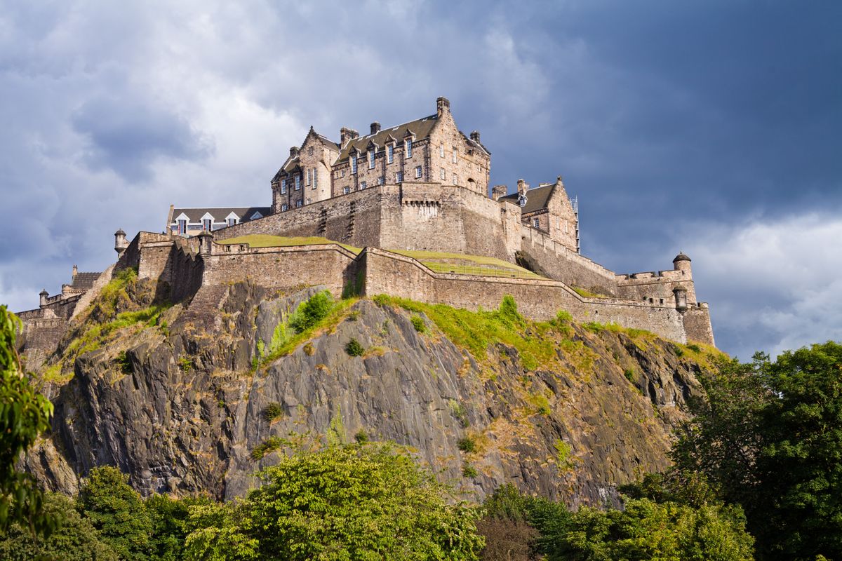 A view up to the historic Edinburgh Castle in Scotland.