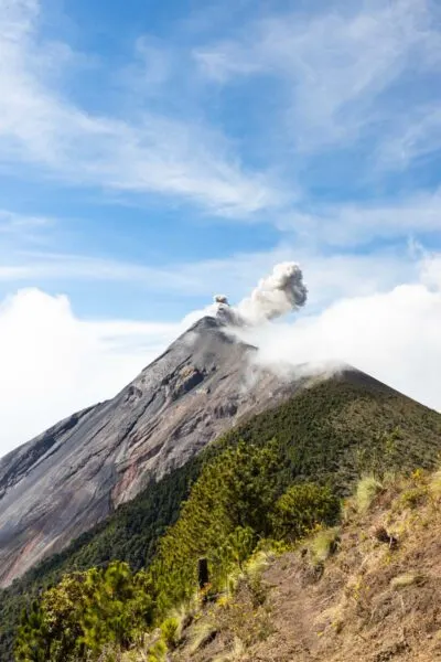 Fuego volcano erupting near Antigua Guatemala