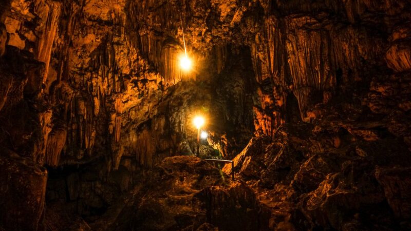 Inside caves at Grutas de Lanquin in Guatemala