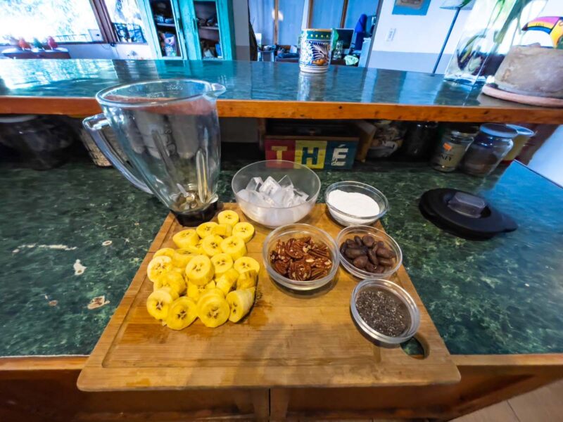 Ingredients for a vegan smoothie in Lake Atitlan