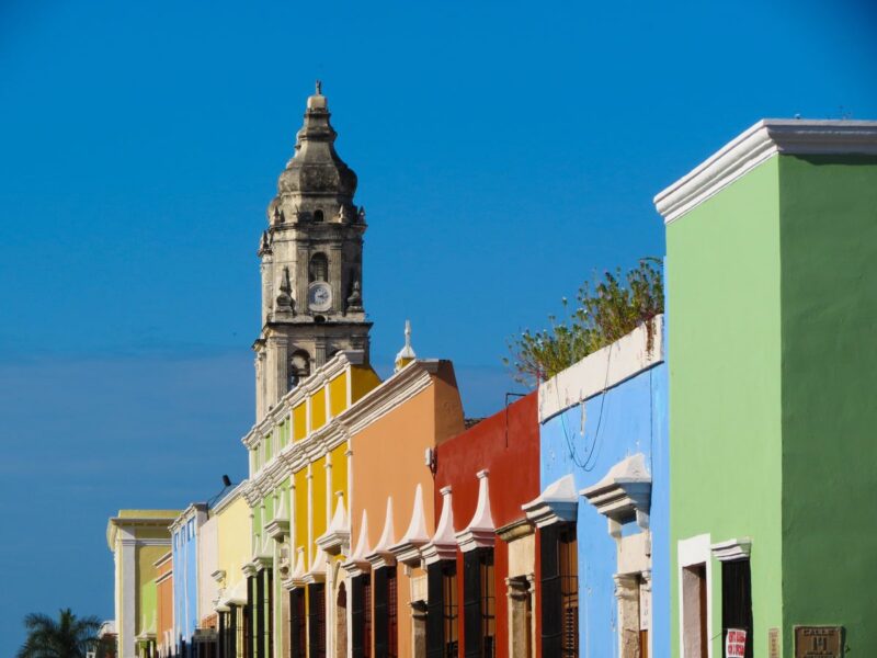 Colorful buildings in Merida Mexico