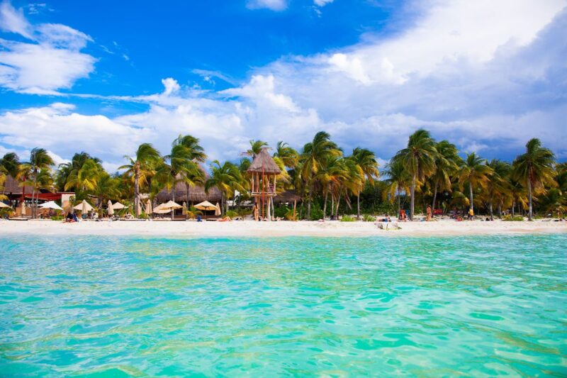 Beach huts at Isla Mujeres near Cancun cost of living in Mexico