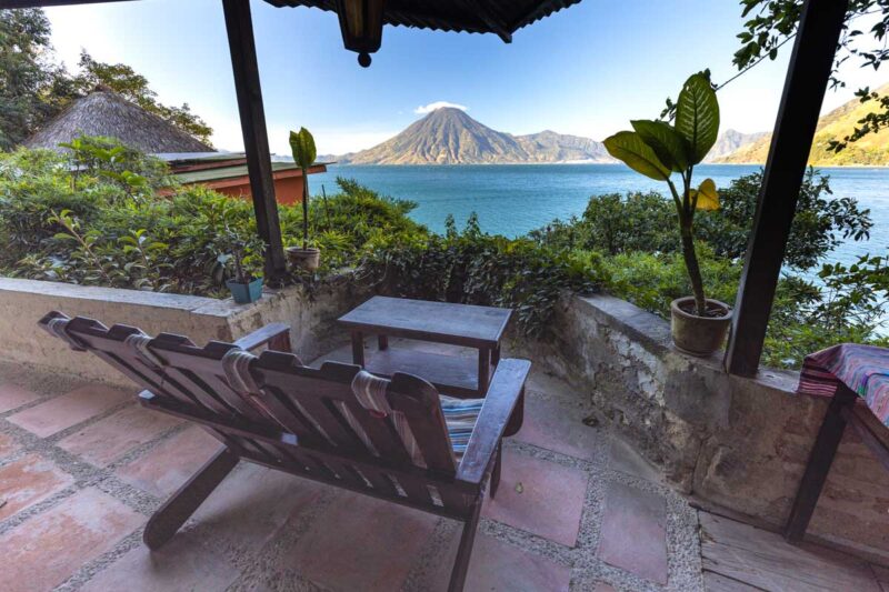 View from Sunset Lodge in Lake Atitlan Guatemala