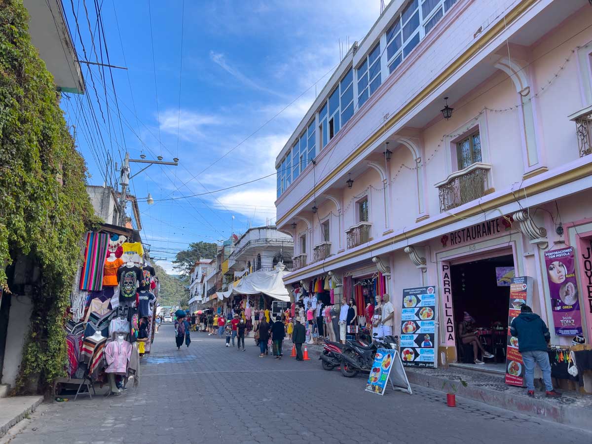 Street stalls in Panajachel on Lake Atitlan Guatemala