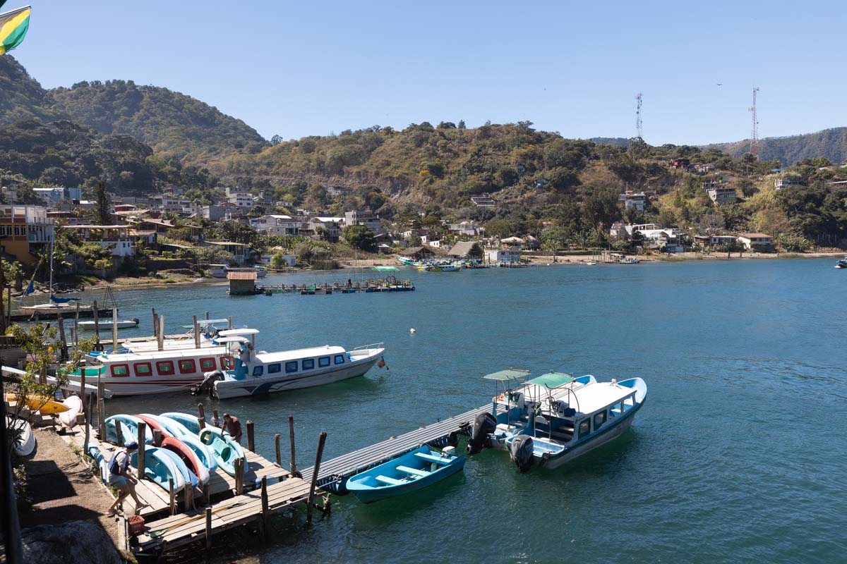 Boats at San Pedro on Lake Atitlan Guatemala