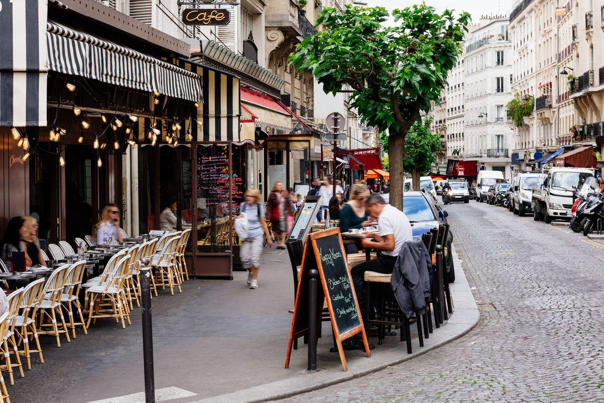 Sidewalk cafe in Montmartre, Paris, France