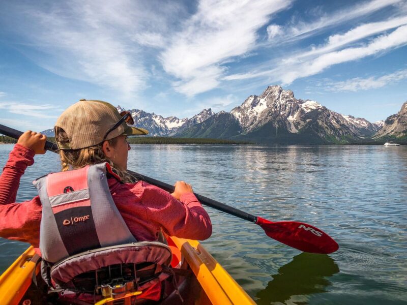 Kayak Jackson Lake for things to do in Grand Teton National Park