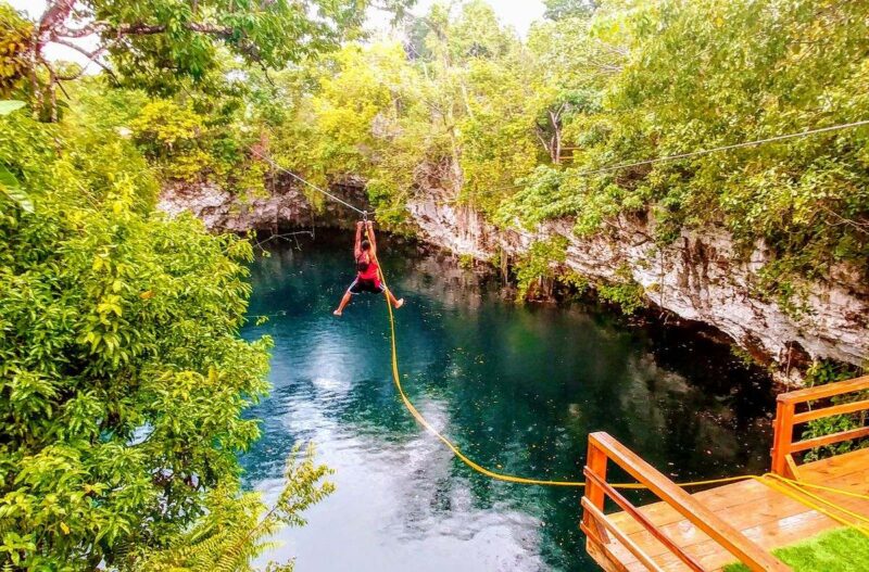 Zipline over Laguna Dudu best place to visit in Dominican Republic