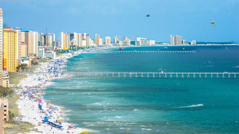 City and piers at Panama City Beach for things to do in North Florida