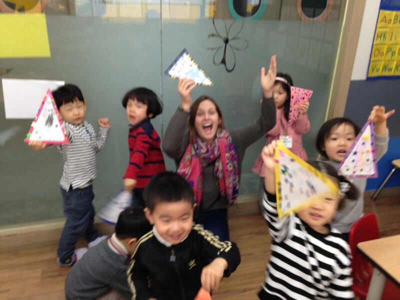 Preschool students teaching English in South Korea