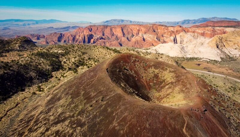 Aerial view of Santa Clara Volcano one of the best hikes in Southern Utah