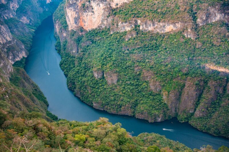 Aerial view of Sumidero Canyon things to do in Chiapas