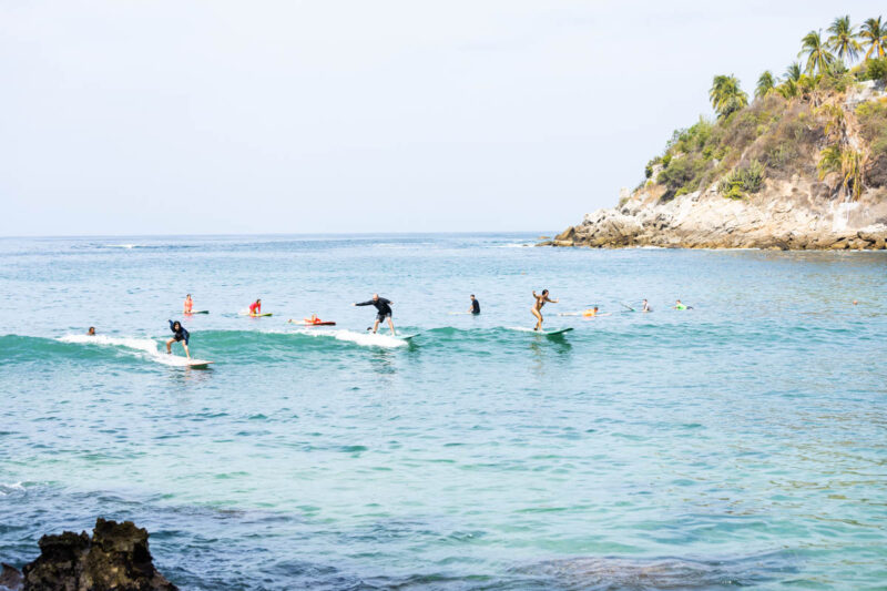 Surfers at Playa Carrizalillo beaches in Puerto Escondido