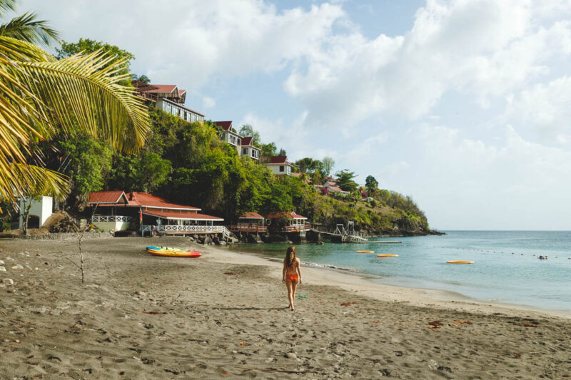 Woman on Anse Cochon Beach things to do in St Lucia