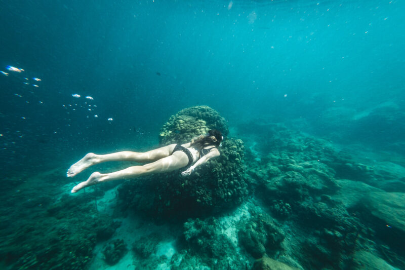 Woman snorkeling off Sugar Beach things to do in St Lucia