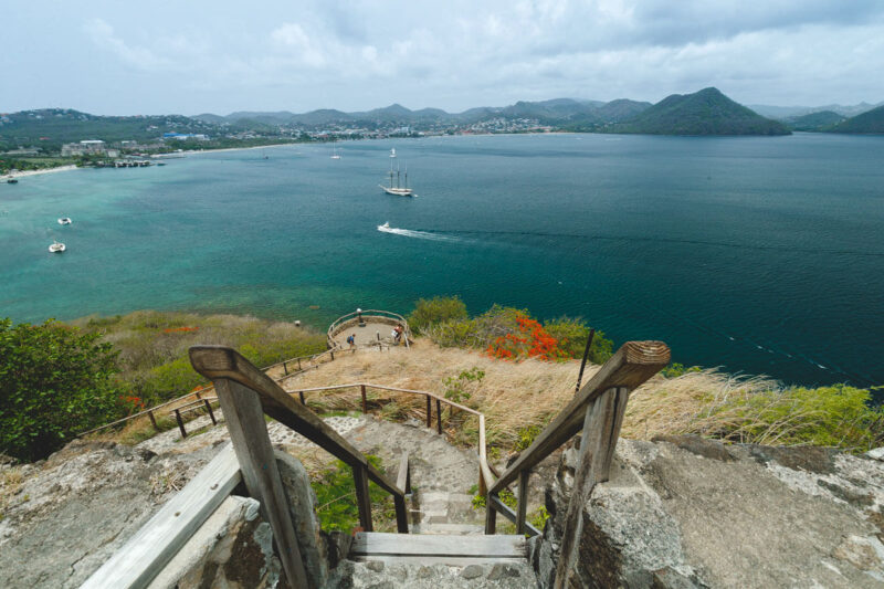 Stairs to lookout at Pigeon Island National Park things to do in St Lucia