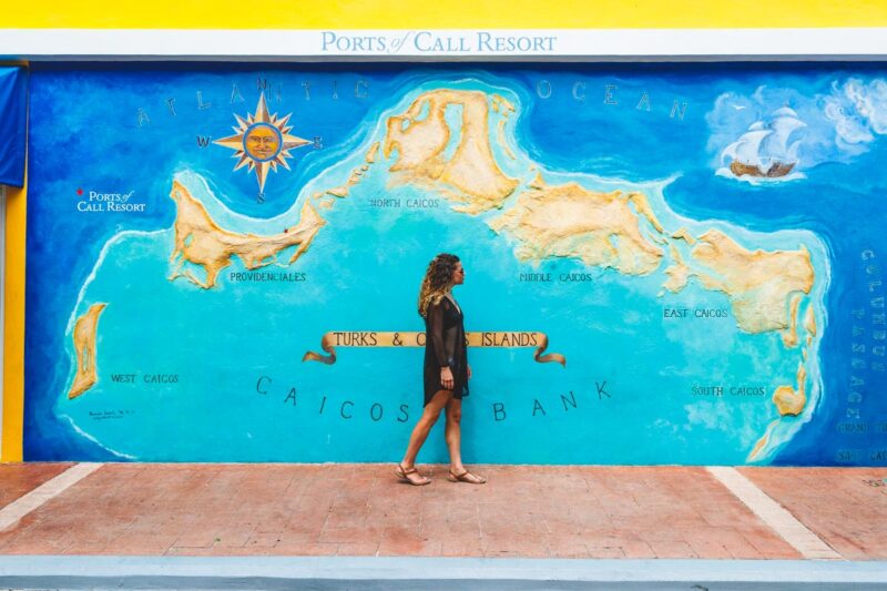 Mural map at Ports of Call Resort where to stay in Turks and Caicos