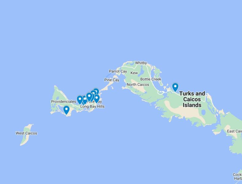 Where to stay in Turks and Caicos map