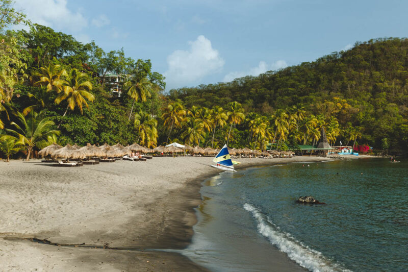 Beach at Anse Chastanet Resort where to stay in St Lucia