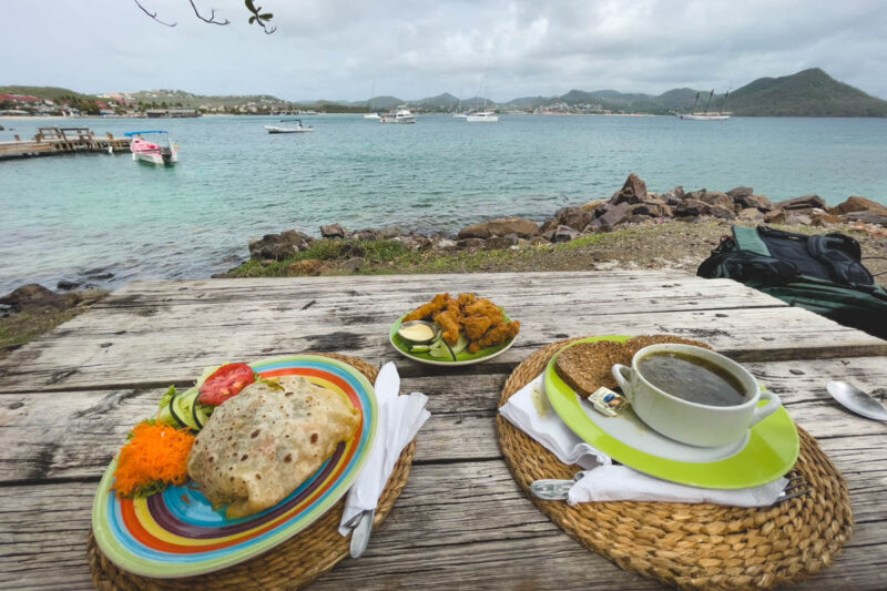 Food at Jambe de Boi restaurant best beaches in St. Lucia