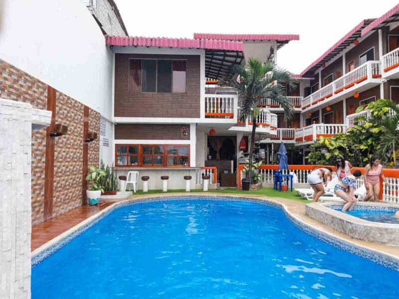 Pool at Charos Hostal in Montanita