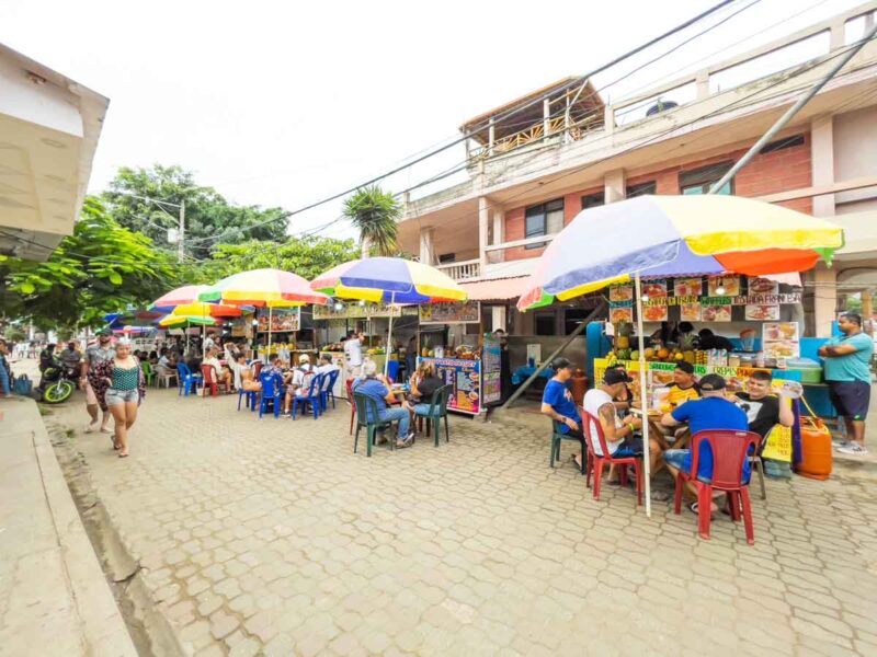 Street food in Montanita on an Ecuador itinerary