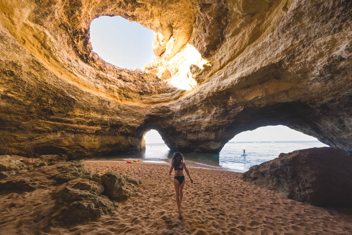 Woman in Benagil Cave, Algarve beaches