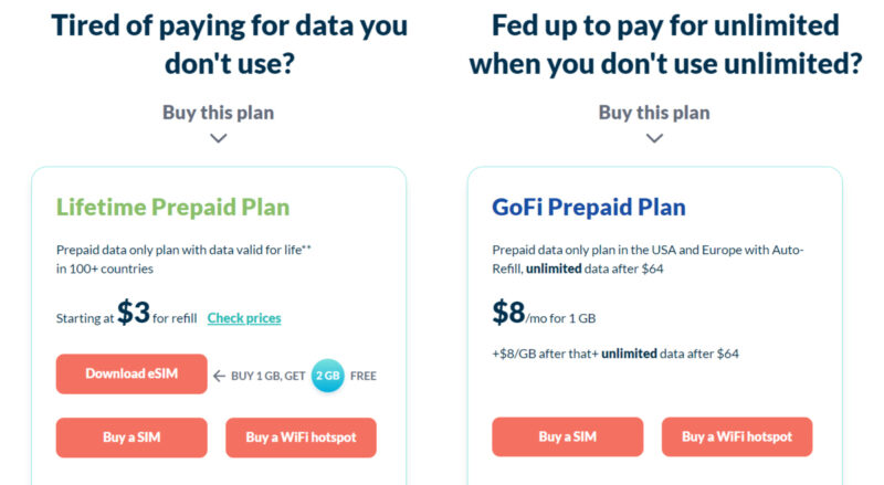 KeepGo plans international sim card