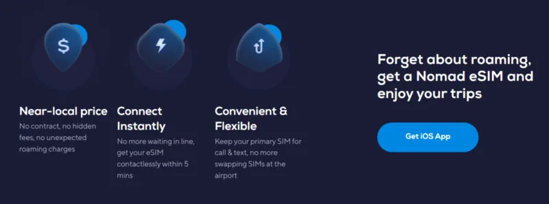 Nomad App benefits global sim card