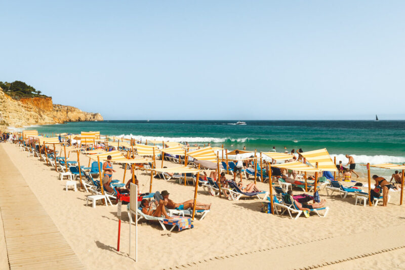 Deckchairs on Porto Mos, one of the best beaches in Lagos.