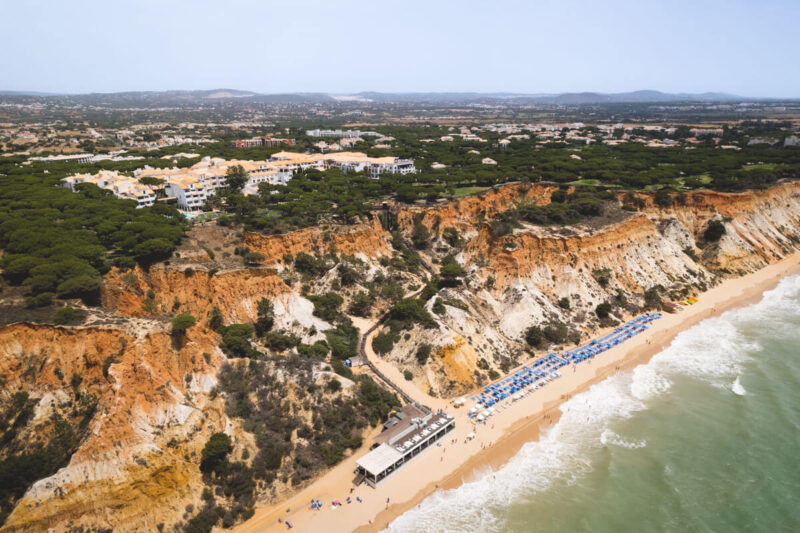 Overhead view of Praia da Falesia, Algarve beaches