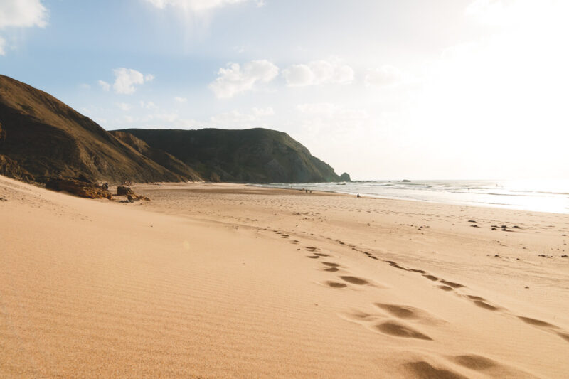 Footprints on Praia do Castelejo one of the best Algarve beaches