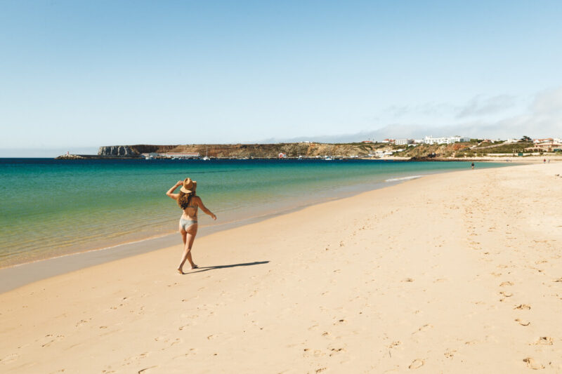Woman on Praia do Martinal, Algarve beaches