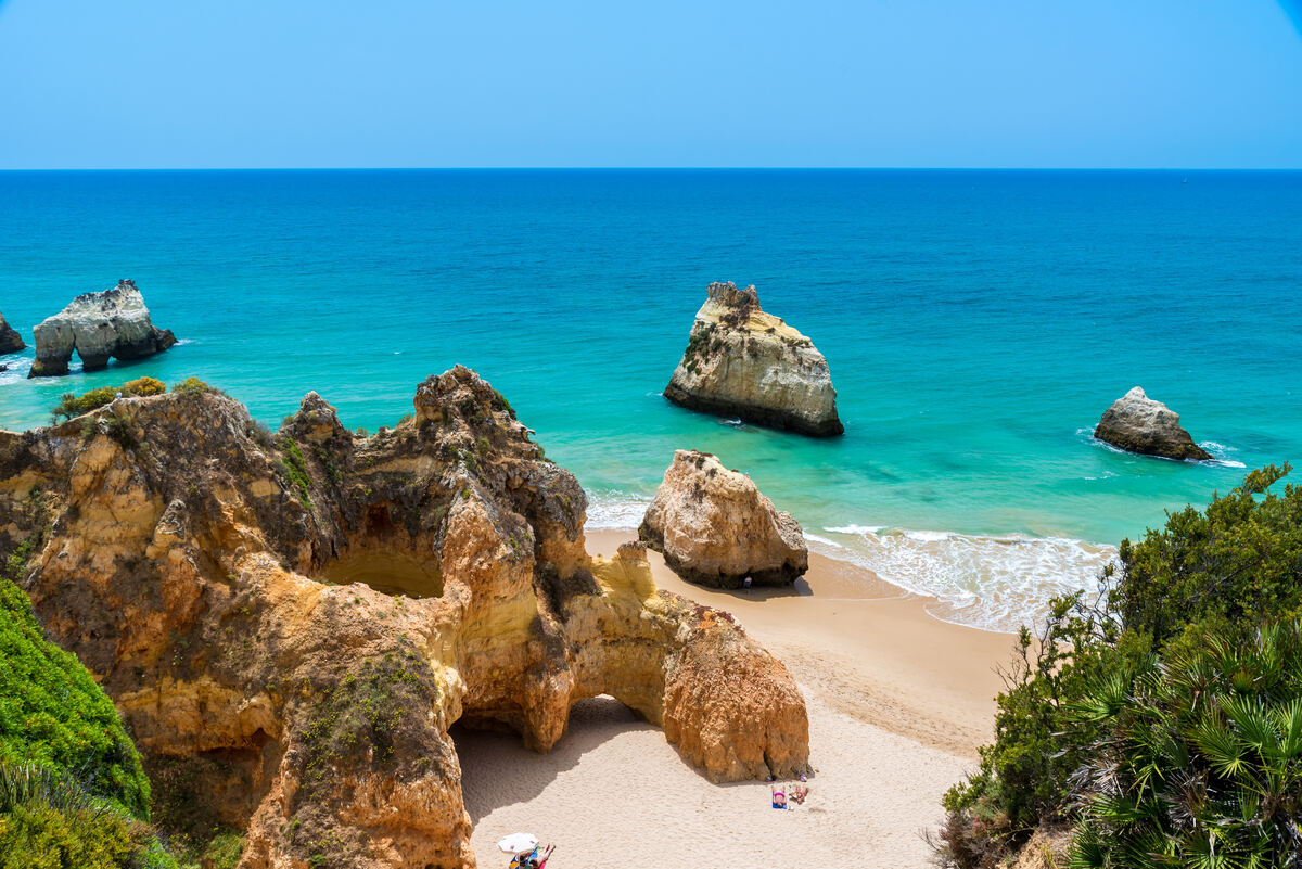 Rock formations at Praia do Tres Irmaos, Algarve beaches