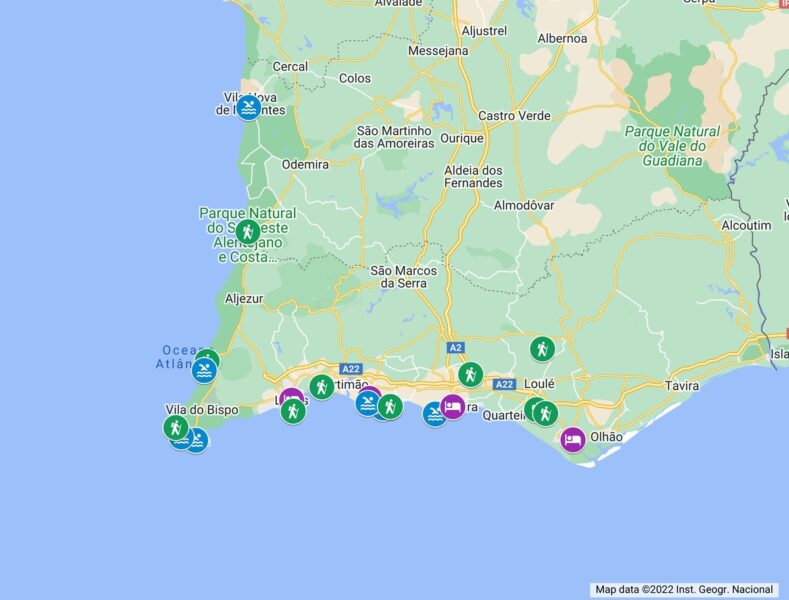 Algarve itinerary map