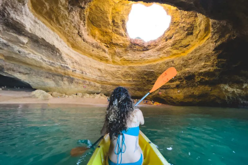 Kayaking in Benagil Cave on an Algarve itinerary