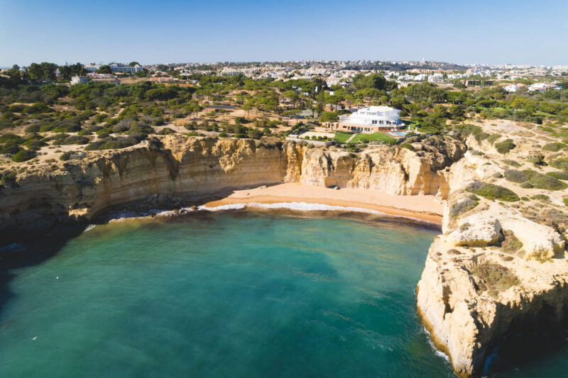 Cliffs surrounding Praia da Ponta Grande one of the best beaches in Albufeira