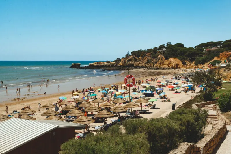 The beach at Praia de Santa Eulalia is busy, but for good reason with these views!