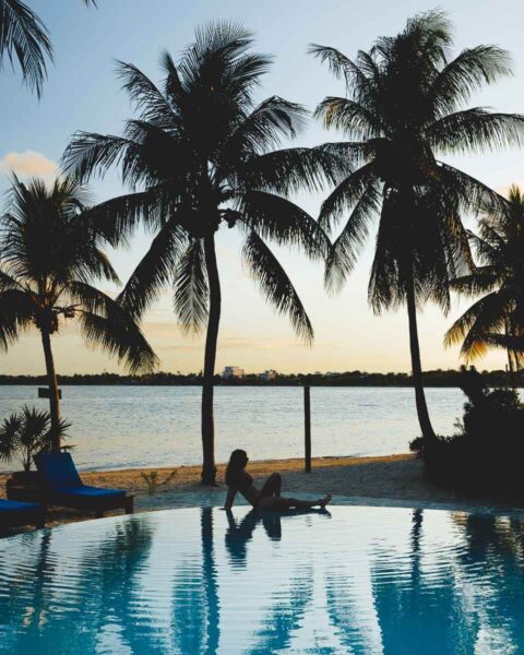 Swimming pool at Chabil Mar Resort visiting the best beaches in Belize