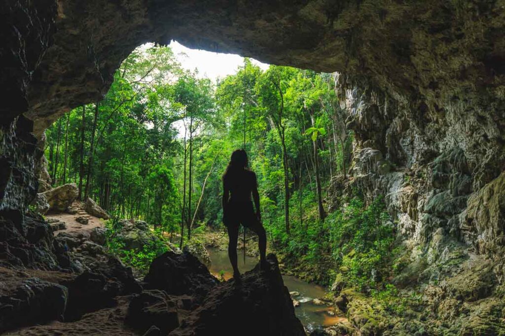 Woman at Rio Frio Caves for things to do in Belize