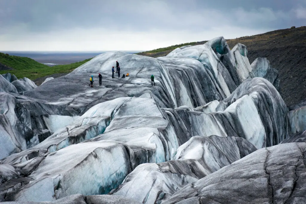 Hikers on Vatnajokull Glacier day tours from Reykjavik