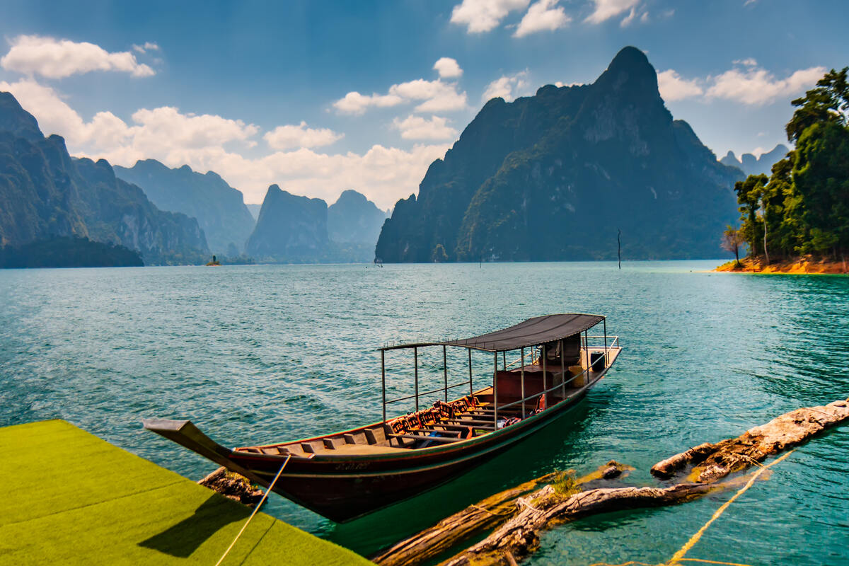 Long tail boat on a lake on a Krabi island tour