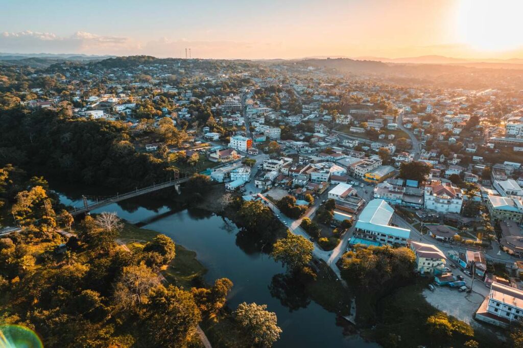 Aerial view of San Ignacio and where to stay in Belize