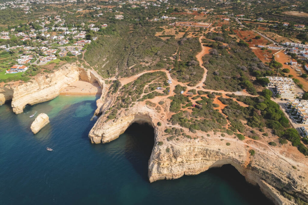 Aerial view of Sete Vale Hiking Trail one of the things to do in Carvoeiro