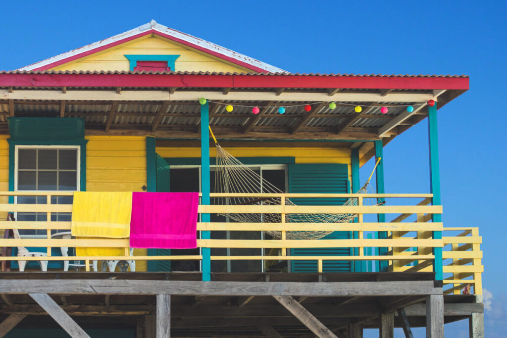 Colorful bungalows for things to do in Caye Caulker