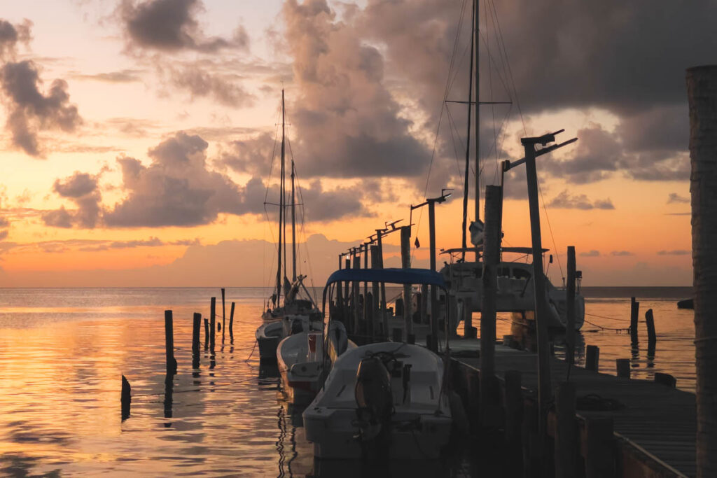 Sunset over jetty one of the things to do in Caye Caulker