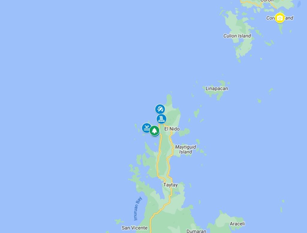 Things to do in El Nido map