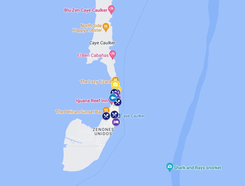 Things to do in Caye Caulker map