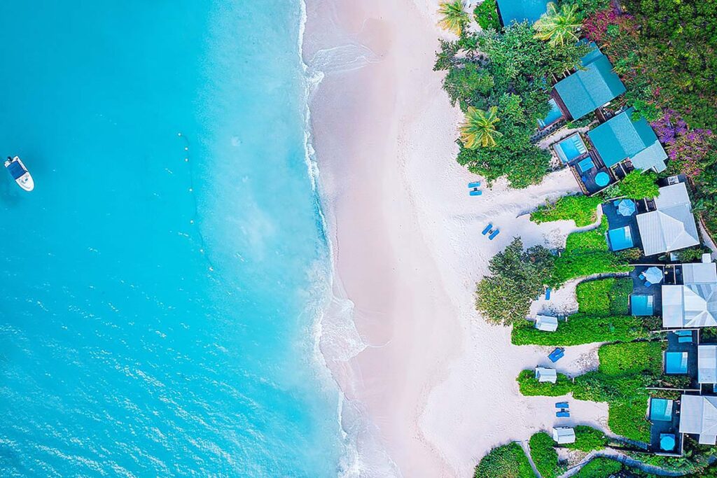 Aerial view of Keyonna Beach, an all-inclusive Antigua resort.