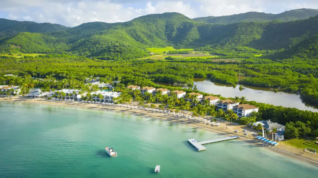 The aerial view of Carlisle Bay makes in easy to choose which all-inclusive resort in Antigua to stay in.